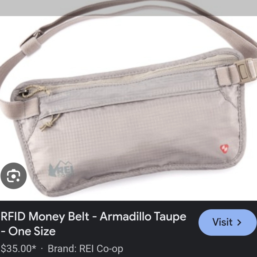 REI  RFID Money Belt Armadillo Taupe